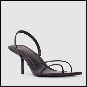 NIB Black Suede Studio Iris 65 Kitten Heel Mule in Black Nappa Leather